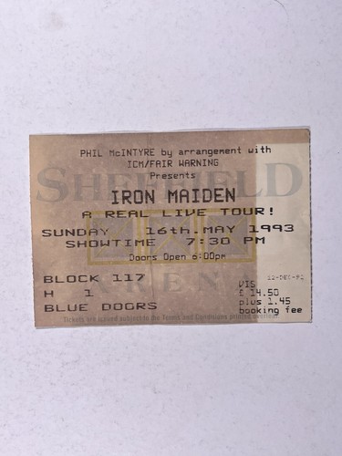 Iron maiden ticket real live - iron, a
