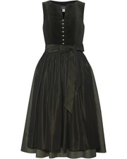 Luis Steindl Langes Samt-Dirndl mit Jacquard-Rock lang Dirndl U-Boot Ausschnitt