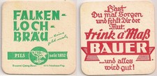 Brauerei Bauer, Neuhaus / Peg. - Bierdeckel "Falkenlochbräu ... alles wird gut"