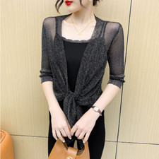 Damen Glitzer Mesh Binde Shrug