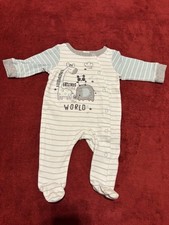 Strampler Little Mister Gr. 62 Blau/weiss Gestreift Giraffe Panda Elefant