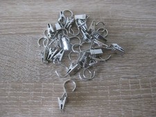 21x Clips Metall Klammern Ösen Haken Seilspannhaken Vorhang Gardinen Vorhänge