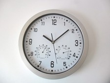 Wanduhr analog mit Thermometer, Hygrometer, Sekundenzeiger - NEU & OVP