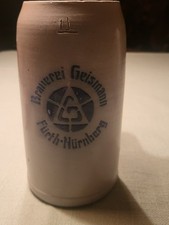 Vintage Steingut Bierkrug Brauerei Geismann Fürth-Nürnberg Maßkrug, 1l