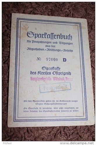 Altes sparbuch wittstock - ,,