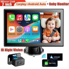7 Zoll Tragbares Autoradio Wireless Apple CarPlay&Android Auto +Baby-Autokamera