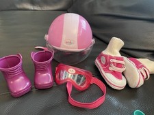 Set 4 Baby Born Puppen Helm , Brille, Stiefel,    Zapf Creation Pferd Mädchen