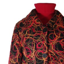 SOMMERMANN ❤️ JACKE Blazer WALKWOLLE ❤️ schwarz ROT orange ❤️ 44 46 ❤️ WALKSTOFF