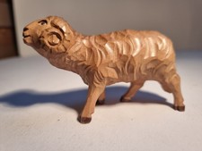 Kofel Krippenfigur Widder stehend, Oberammergau, handgeschnitzt, lasiert, 15cm