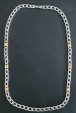 Grossé Halskette Panzerkette Vintage 90er Massiv Bicolor Zirkonia Top Zustand 