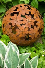 Dekokugel, Rost Ø 35cm Blume Deko-Kugel Gartenkugel Edelrost Kugel