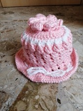 Hut für Klorollen rosa Handarbeit auch für Oldtimer