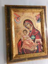 Dekorative Holz-Ikone Madonna Therapeussa Die Heilerin - mit Zertifikat-21x27cm