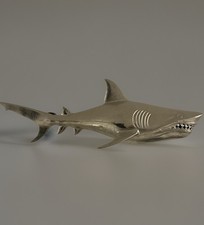 Hai Skulptur Aluminium Silber, Maritimes Haifisch Design,68cm,Wanddeko