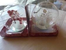 2 x LED Glaskugel Batterie Schneemann und Engel