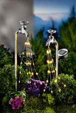 Solar-Gartendeko Wasserhahn 2er-Set,Lichtdekoration im erfrischenden Design LED