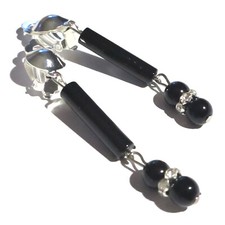 Ohrclips schwarz 7 cm lang Clips silberf