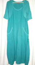 VETONO Ballon Kleid aus leichtem Leinen mit Jersey türkis/petrol neuwertig 2