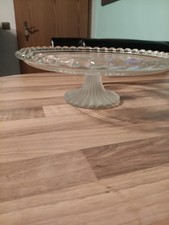 Vintage-Glas-Tortenplatte rund
