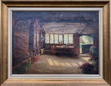 Ölgemälde Amelie Ruths 1871 - 1956 Interieur Diele aus Vierlanden bei Hamburg