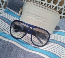 Diesel Sonnenbrille Unisex Dunkelblau Silber Mit Etui & Putztuch