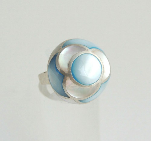 Perlmutt ring blau weiß - ring,