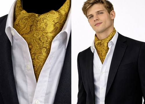 Gold herren krawatte - gold, ascot