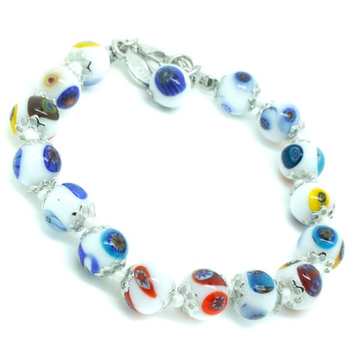 Murano glasarmband weiß bunt - murano,