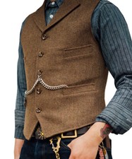 Neu Herren Weste Tweed Plain