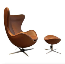 Fritz Hansen Loungesessel Ei Leder Essential Walnuss Braun Gestell 