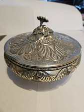 Große SILBERDOSE mit DECKEL 925er 530 Gr. Ziselierungen Punzen Jugendstil