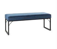 LIFA LIVING Flursofa London - Bank in Blau - Samt & Metall -