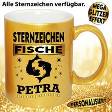 Glitzertasse Sternzeichen mit