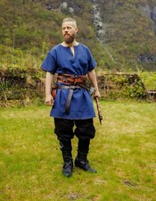 Wikinger Tunika Kurzarm Blau