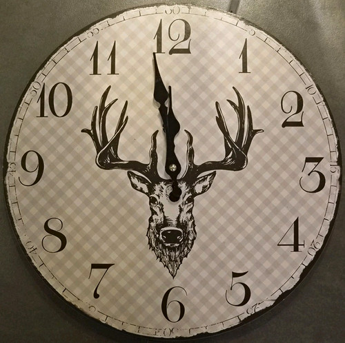 Runde wanduhr hirschkopf motiv - runde, hirschkopf-motiv