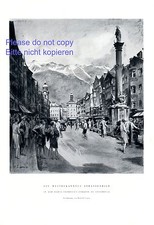 Maria Theresia Straße Innsbruck Österreich XL Deutscher Kunstdruck 1931 Rudolf Lipus +