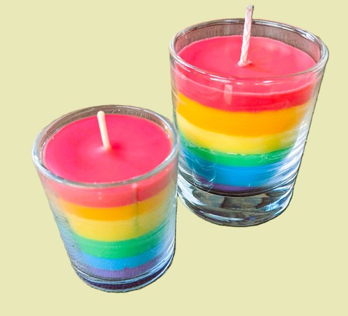Regenbogen kerzen glas - regenbogen-,