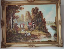 Ölgemälde inkl. Rahmen. signiert . Fuchsjagd, Treibjagd