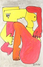 Akt Frau Nude 80x120cm Acrylgemälde LW Sonja Zeltner-Müller expressiv Düsseldorf