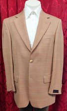 Pierre Cardin Sakko Gr.50 apricot kariert 100% Wolle Einreiher 2-Knopf -S651B