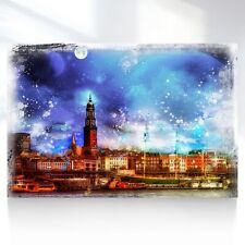 Leinwand Bild Hamburg Städte Abstrakt Gemälde Wandbilder XXL Wohnzimmer 3455