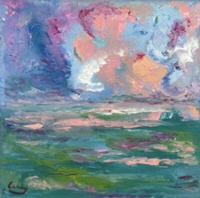 Ölbild Handgefertigt Gemälde Meer See Himmel Kunst Abstrakt Impressionismus