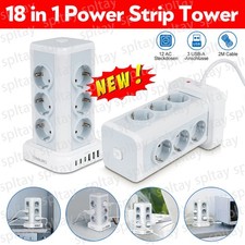 12 Fach Steckdosenleiste Tower Mehrfachsteckdose EU-Stecker 6 USB Steckdosen