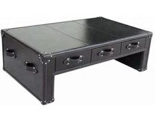 Vintage Couchtisch Slab Leder