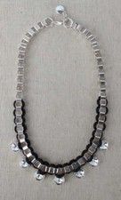 Snö of Sweden versilberte Kette mit Strasssteinen Länge 47 cm