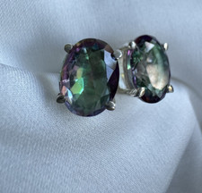 Ohrstecker Mystic Topas Oval Facettiert 925er Silber 8x 6mm Edelstein Natürlich