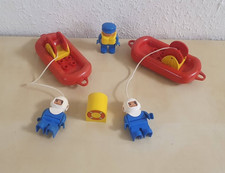 (D49)  Lego Duplo 2 x Taucher Retro Schlauchboot rotes Boot Vintage