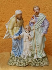 Heilige Familie, Jesus, Maria, Joseph, Bisquitporzellan farbig, um 1900, 17 cm