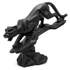 Schwarzer Panther Jaguar Statue Prunkstück Modern Geometrisch Abstrakt Leopard