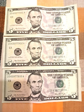 5 DOLLAR 3 UNC BANKNOTEN